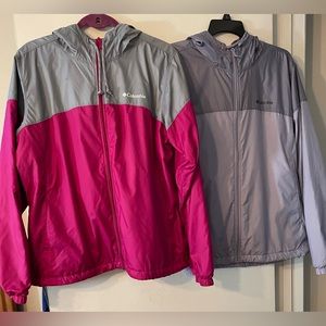 2 Columbia Fleece Lined Windbreakers Hoodies Sz XL
